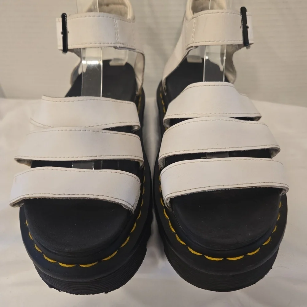 Dr. Martens Blaire Athena Leather Strap Platform Sandal White Size 6